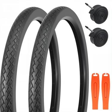 Imagem de BALINGE Pacote com 2 pneus de bicicleta de estrada 700C com tubo 700 * 35C pneu de substituição para bicicleta, pneus de substituição dobráveis para bicicleta, resistente ao desgaste, 2 unidades, 2