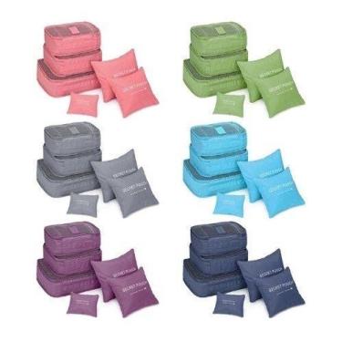 Imagem de Kit Necessaire Organizador De Malas 6 Pecas Viagem Bolsa De Mao Mala -