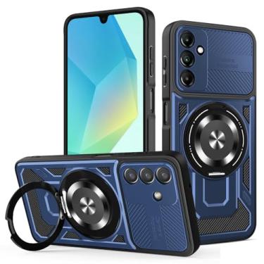 Imagem de Kukoufey Capa compatível com Samsung Galaxy S24 / Galaxy S25 5G SM-S931U1, compatível com MagSafe, suporte magnético giratório de 360 graus, capa para celular azul