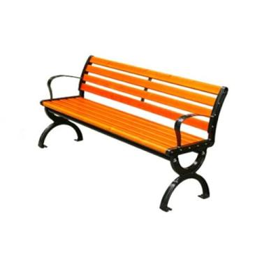 Imagem de Banco de jardim ao ar livre, cadeira de madeira de plástico sólido para lazer, banco público, ferro forjado, alumínio fundido, 3 lugares, móveis, pernas, parque, assento de pátio (madeira