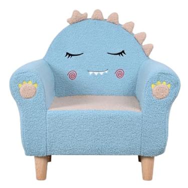 Imagem de AFBKSS&BB Sofá infantil com motivos e pernas de animais bordados, poltrona infantil com base de madeira, cadeira infantil individual para meninos e meninas. (verde claro)