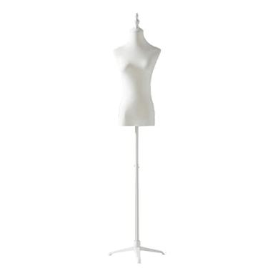 Imagem de CUTPOIY Manequim de corpo torso feminino branco, manequim de altura ajustável com base de suporte de tripé de metal, exibição de roupas de casamento femininas (cor: sem braços, tamanho: M) (sem braços