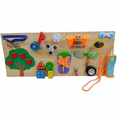 Imagem de Painel de madeira 14 atividades sensorial montessori - Megaa toyss