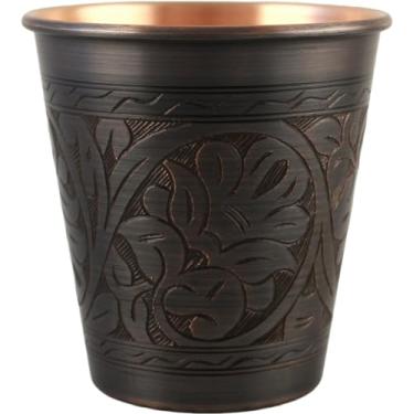 Imagem de DEDE Copper - Série CC (510 g) - Copos para beber super pesados ou servir bebidas frias e canecas de coquetel, copos feitos à mão, sem forro, sem revestimento, 100% cobre puro (gravado - Tulipa antiga