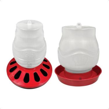 Imagem de Kit Comedouro 3,5L Aves 12 furos e Bebedouro Rosca 7,5L - AVIPET
