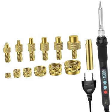 Imagem de Esquirla Inserções roscadas Dicas de solda Conjunto de calor Inserir dicas profissionais ergonômico não deslizamento Kit de ferro de solda elétrica de solda