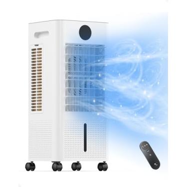 Imagem de AEROZY - Refrigerador de ar evaporativo, ventiladores oscilantes de 22 polegadas que sopram ar frio, ar condicionado portátil com embalagens de gelo, controlo remoto, unidade de CA, humidificador para