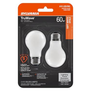 Imagem de Lâmpada SYLVANIA LED TruWave Natural Series Ventilador de teto/luminária de luminária, 60W A15 branco macio base média, regulável, fosco - pacote com 2