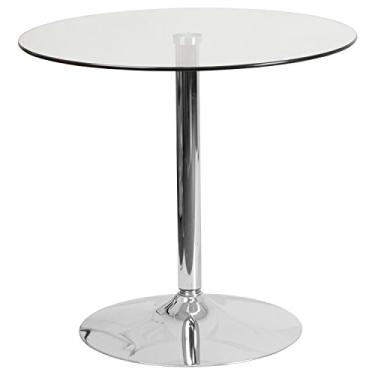 Imagem de Flash Furniture Mesa redonda de vidro de 79 cm com base cromada de 73 cm de altura