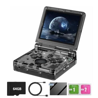 Imagem de RG35XXSP Handheld Clamshell Games Consoles Built-in 64G TF Card 5000+ Games Portable Style Flip Hand Held Game Video Consoles Linux System with Case (Black Transparent)