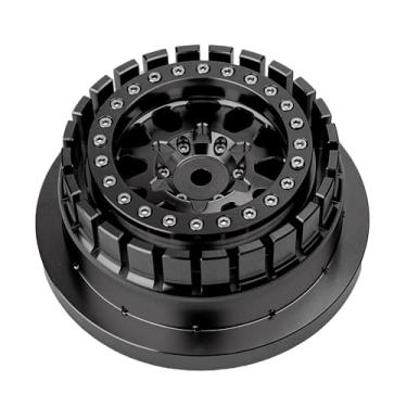 Imagem de BeaxTurbo racing upgrade parts CNC Aluminum Beadlock wheel V2 fits Proline Hyrax Tire For Traxxas UDR 1/7 black 1PCS (black-black)