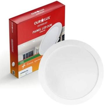 Imagem de Kit 2 Plafon Painel Led Redondo Embutir 25w 6500k Slim 30cm - Ourolux