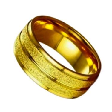 Imagem de Anel Noivado Dourado Friso Ouro 18k 6mm Brilho Anatomica Tradicional -