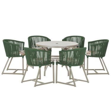 Imagem de Mesa com 6 Cadeiras de Jantar Roma 120cm e Noronha em Alumínio