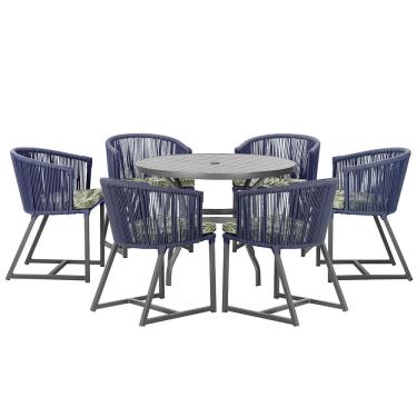 Imagem de Mesa com 6 Cadeiras de Jantar Roma 120cm e Noronha em Alumínio