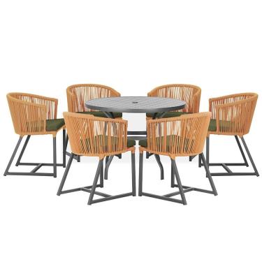 Imagem de Mesa com 6 Cadeiras de Jantar Roma 120cm e Noronha em Alumínio