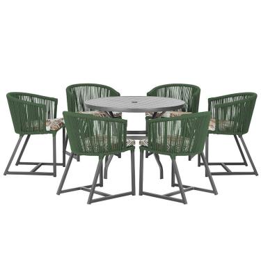 Imagem de Mesa com 6 Cadeiras de Jantar Roma 120cm e Noronha em Alumínio