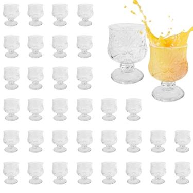 Imagem de Conjunto de 36 peças de copos de shot a granel de 42,5 g, mini copos de shot fofos com haste, copos de xerez, vidro transparente para licor de vinho, tequila, uísque, bebida, festa de casamento