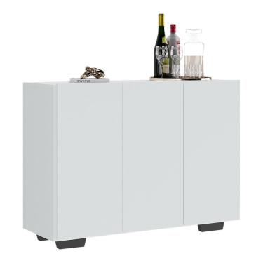Imagem de Aparador Buffet 3 Portas Com Pés Quadrados Veneza Multimóveis V1010 Branco/Preto Branco/Preto