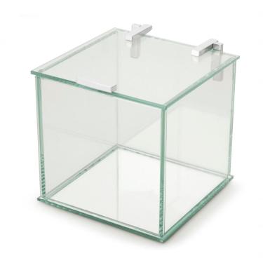 Imagem de Caixa De Vidro Fundo Espelhado Quadrada Com Tampa Multiuso Organizador Decorativa Jóias Capsulas