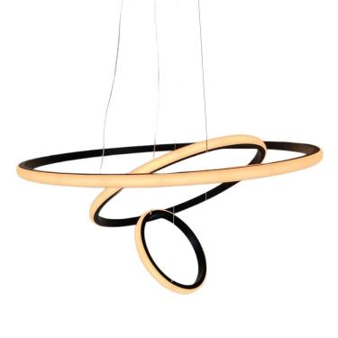 Imagem de Lustre Pendente Luminaria 3 Arcos Aneis Perfil Luxo Infinito 48w Regulavel 3 Em 1 Decoraçao Sala Est