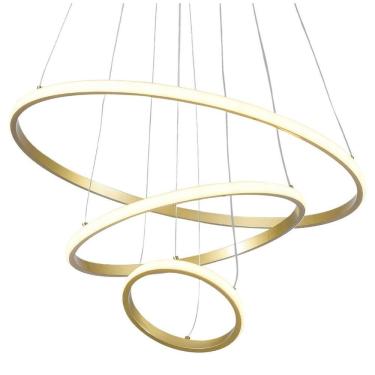 Imagem de Luminaria Lustre 3 Em 1 Pendente Aneis Arco Ajustavel Led Infinito Perfil Regulavel Iluminaçao Ambie