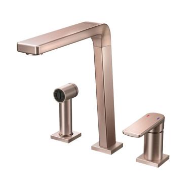 Imagem de Torneira Misturador Monocomando Docol Bistrô 647369 Com Ducha Manual De Bancada Cobre E...