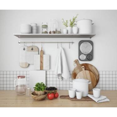 Imagem de Papel De Parede Adesivo Azulejo Pastilha Branca Cozinha 2,80 - PlimSho