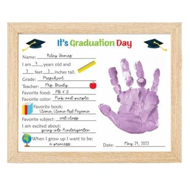 Imagem de Presente de artesanato com impressão à mão do último dia de aula, lembrança de formatura do jardim de infância, questionário de fim de escola, entrevista de pós-graduação na pré-escola, presente de