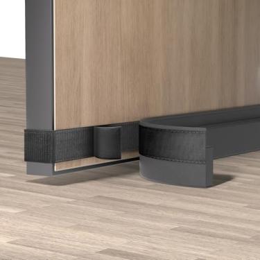 Imagem de JUJIBL Batente De Corrente Ar Para Porta, Parte Inferior Da Vedação Preenchimento Vão, À Prova Som, Bloqueio Luz E Poeira, Faixa Gancho Exterior Interior, Fácil Instalar (Preto, 36")