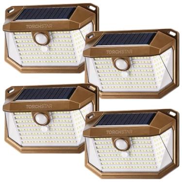 Imagem de TORCHSTAR Luminária De Parede Externa Com Sensor Movimento E Energia Solar, À Prova D'Água Ip65, Sem Fio, Para Entrada Veículos, Pátios, Garagens, Varandas, Branco Puro 6500K, Bronze Polido A Óleo,