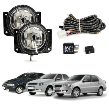 Imagem de Kit Farol de Milha para Siena 2001 a 2012 G2 G3 G4 Completo com Chicote Botão e Relê Auxiliar Neblina