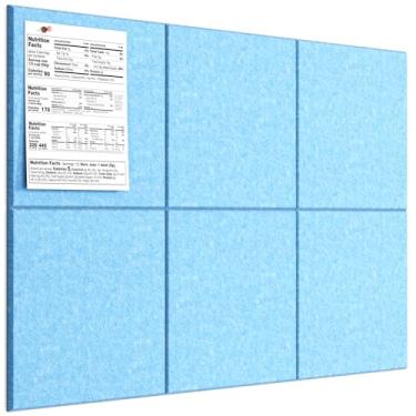 Imagem de MaxGear Quadro de cortiça grande para parede 91 cm x 61 cm, quadro de avisos azul, pacote com 6 azulejos de parede de feltro com pinos, placas de cortiça para escritório, placa de pino de pressão