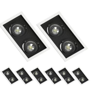 Imagem de 8 Spot Duplo Embutir Recuado Branco e Preto PAR20 E27 - SAVE ENERGY