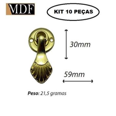 Imagem de Kit 10 Puxador Premium para Caixa Gaveta 3x5,9cm Artesanato - ATACADÃO