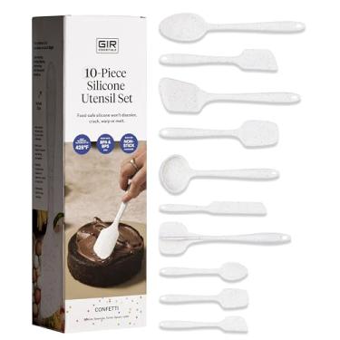 Imagem de Menina: Conjunto de utensílios de silicone Get It Right de 10 peças - concha, espátula, virar, colher e colher, antiaderente, resistente ao calor, seguro para lava-louças, utensílios de cozinha de