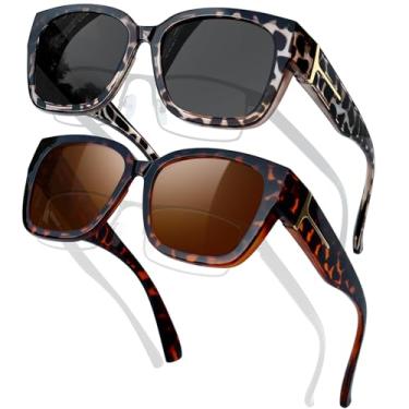 Imagem de KANASTAL Óculos de Sol Feminino Masculino Polarizado 2 Peças Pares Proteção UV 400 Sunglasses over Glasses Leopardo Preto + Leopardo Marrom