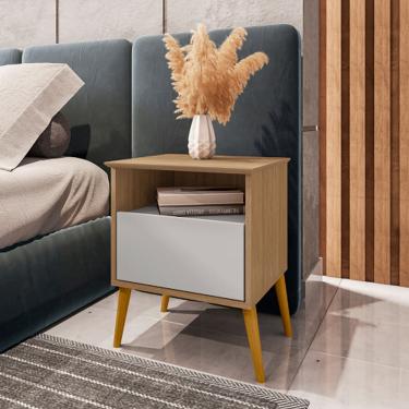 Imagem de Mesa De Cabeceira Cancun Cinamomo/Off White – Bechara Móveis