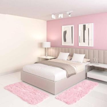 Imagem de Jogo Tapete Passadeira Quarto 2 Uni Rosa Bebe 50 x 140 cm