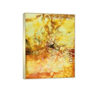 Imagem de MUHJDYC Zao Wou-ki Pintura famosa abstrata - imagem de arte em tela - arte de parede para sala de estar - reprodução de impressões (25,11) moldura prata 60x80cm-23x31in