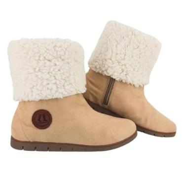 Imagem de Bota Feminina Neve 100% Lã Pelo Dentro Esquimó Inverno Europa Confort AM201 Cor:2-Creme-Branco;Tamanho:34