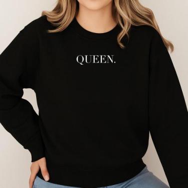 Imagem de Moletom Gola Careca Modinha Estampa Queen 041 Rainha Adolescente Mulhe