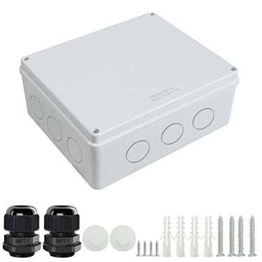Imagem de LeMotech Caixa De Junção Com Furos Reservados Caixa Elétrica De Plástico Abs Ip65 À Prova D'Água À Prova De Poeira Para Projeto Eletrônico Branco 11,8 X 9,8 X 4,7 Polegadas