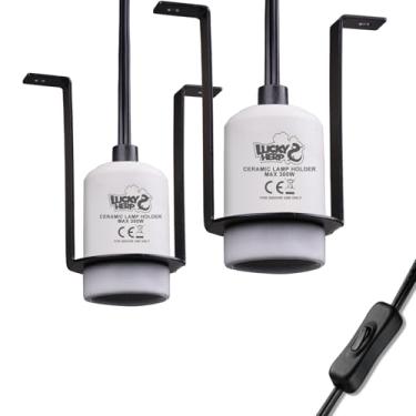 Imagem de LUCKY HERP Suporte De Cerâmica Para Lâmpada Aquecimento Répteis, Pacote Com 2 Suportes Aquecedor 300 W Animais Estimação (Lâmpada Não Incluída), Anfíbios, Terrários, Lagartos E Tartarugas