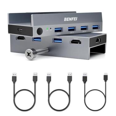 Imagem de BENFEI Comutador USB 3.0 HDMI KVM (8K @60Hz) com 4 portas USB 3.0 para 2 computadores, monitor, teclado e mouse