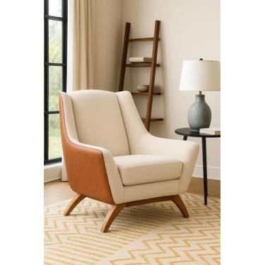 Imagem de Poltrona Dekorien Juliet Linho Premium Alto Acabamento, Corano/Linho B