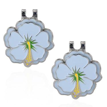 Imagem de 2un Marcador Bola Golfe Magnético com Clipe Boné, Conjunto Marcadores Golfe Íman Forma Flor Chapéu ou Viseira Clipe Acessórios Saco Desporto para Mulheres Homens Golfistas Presente (Azul)