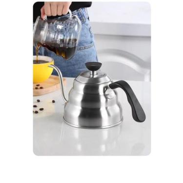 Imagem de Chaleira Aço Inox Escovado 1l Bico Fino Com Tampa Chá Café - RALEO