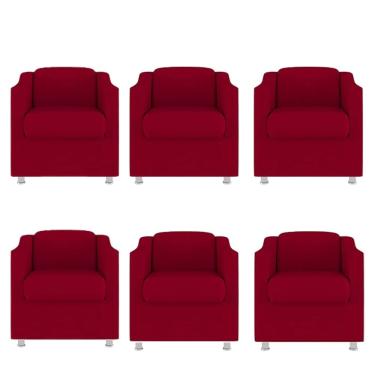 Imagem de Kit 6 Poltronas Bia Decorativa Reforçada Recepção Clinica Salão Sala De Estar Suede