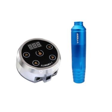Imagem de Kit Máquina Dermografo Pen Rotativa Para Tattoo Aurora P2 + Fonte Auro